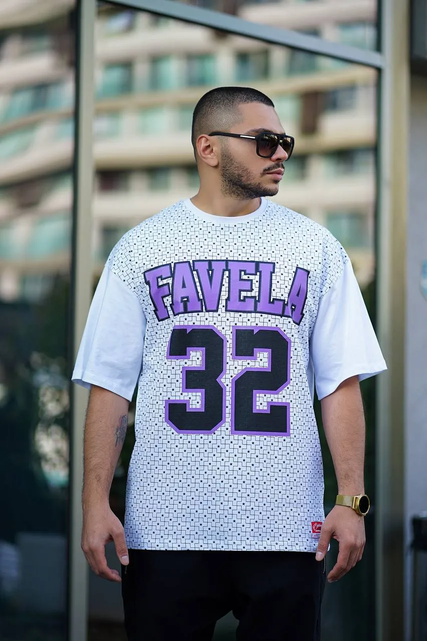 Sneakerjeans White Favela Printed Oversize T-Shirt PE02