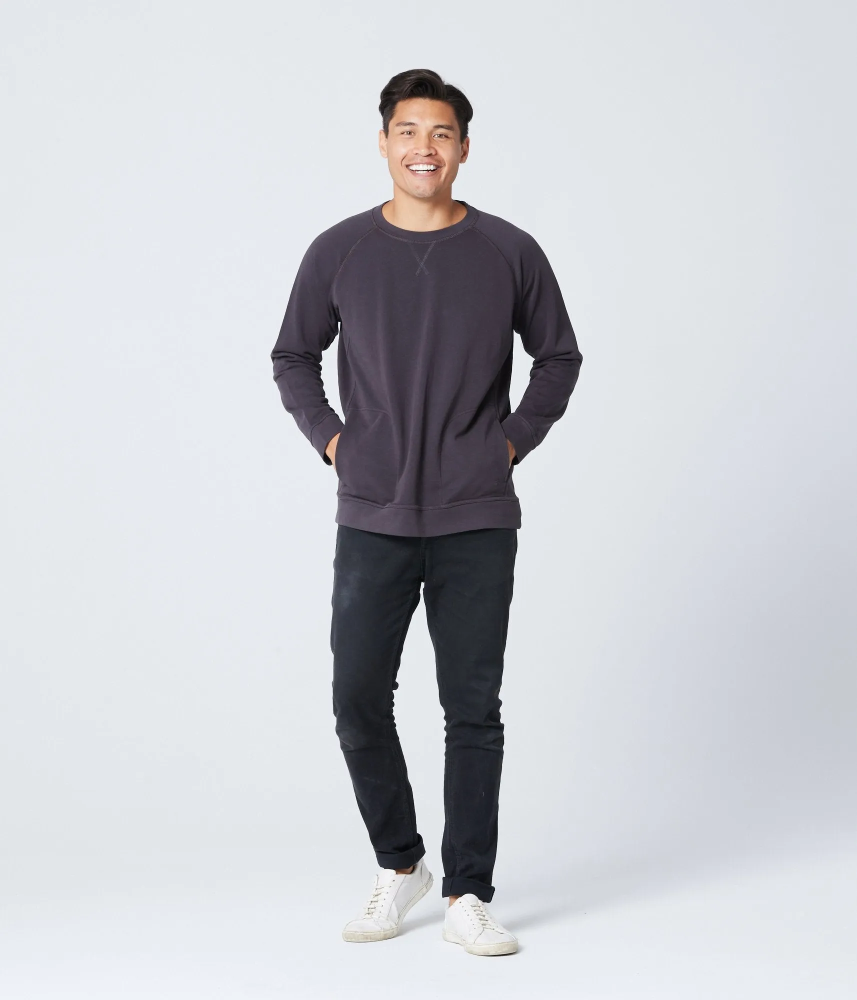 Unisex Pocket Crewneck Sweatshirt - Washed Black