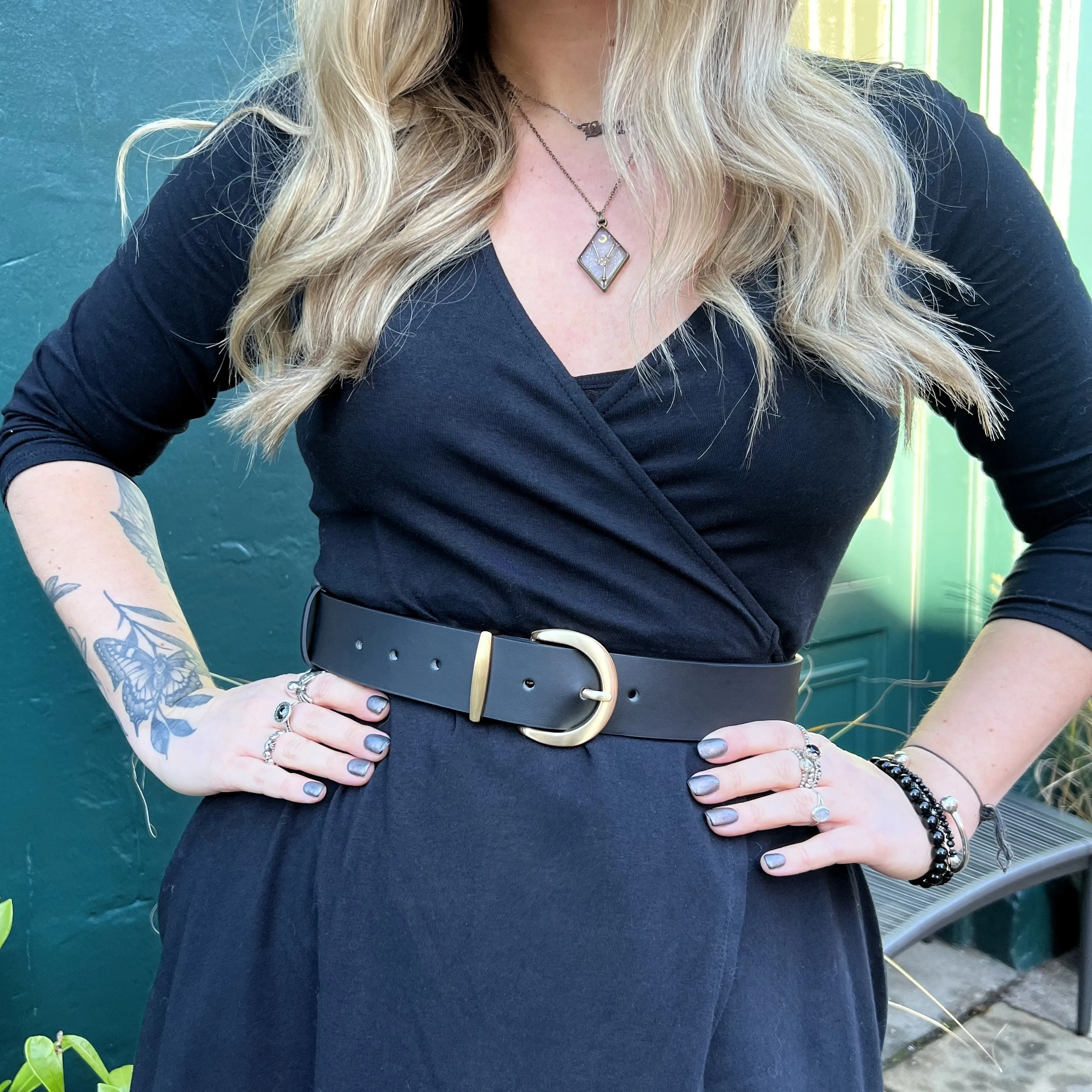 Vegan Leather Waist Belt - Gold