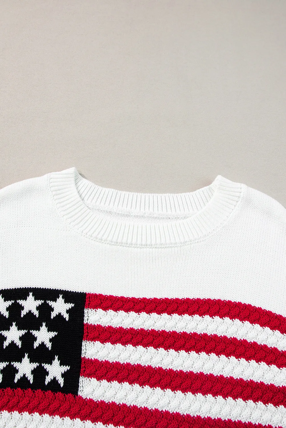 White Twist American Flag Knit Sweater