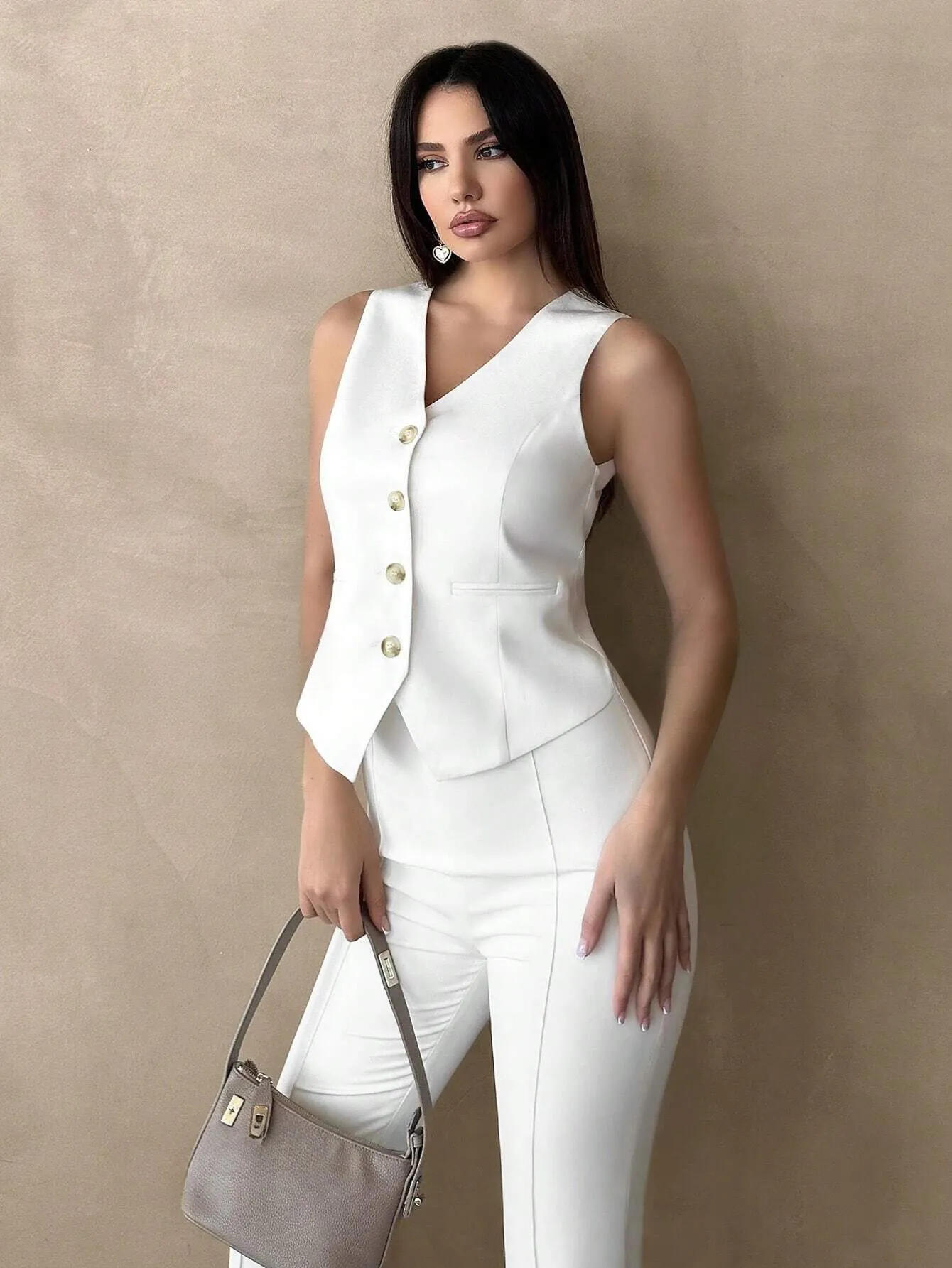 WOMEN SUMMER SLEEVELESS SLIM FIT WORK CO-ORD SET