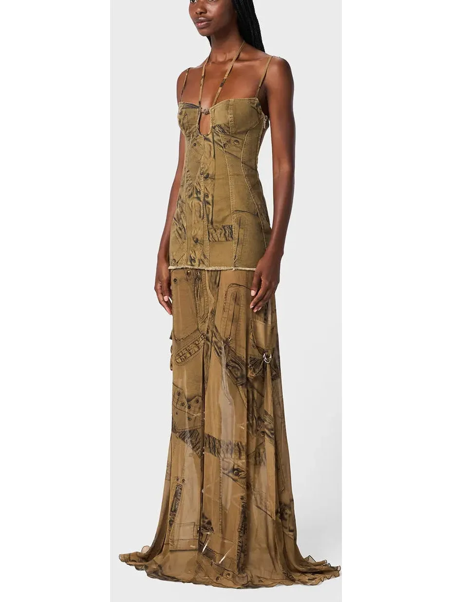 Women’s Cargo Patch-Print Long Dress