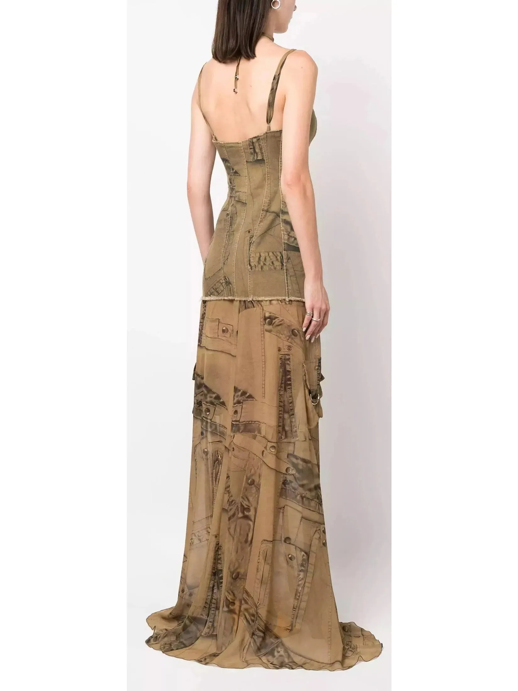 Women’s Cargo Patch-Print Long Dress