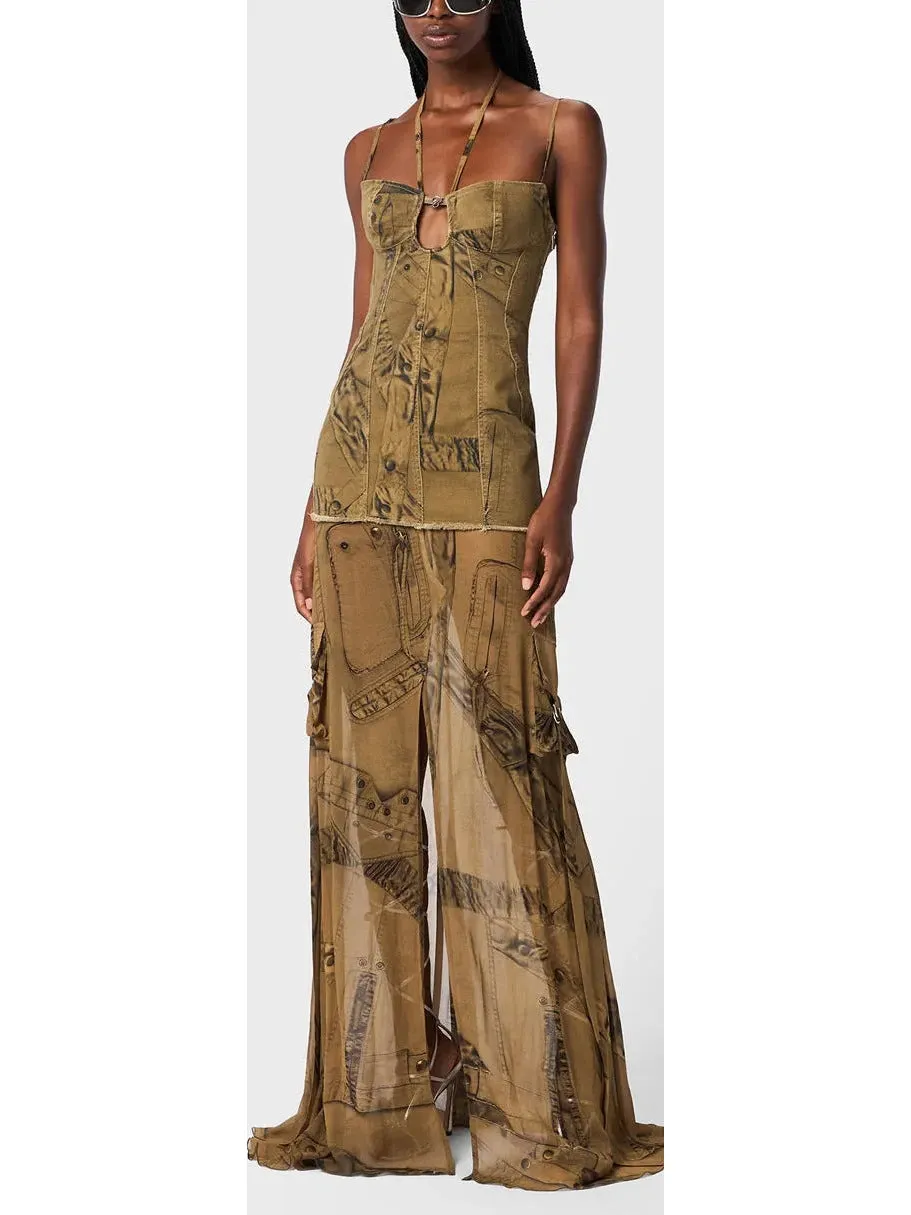 Women’s Cargo Patch-Print Long Dress