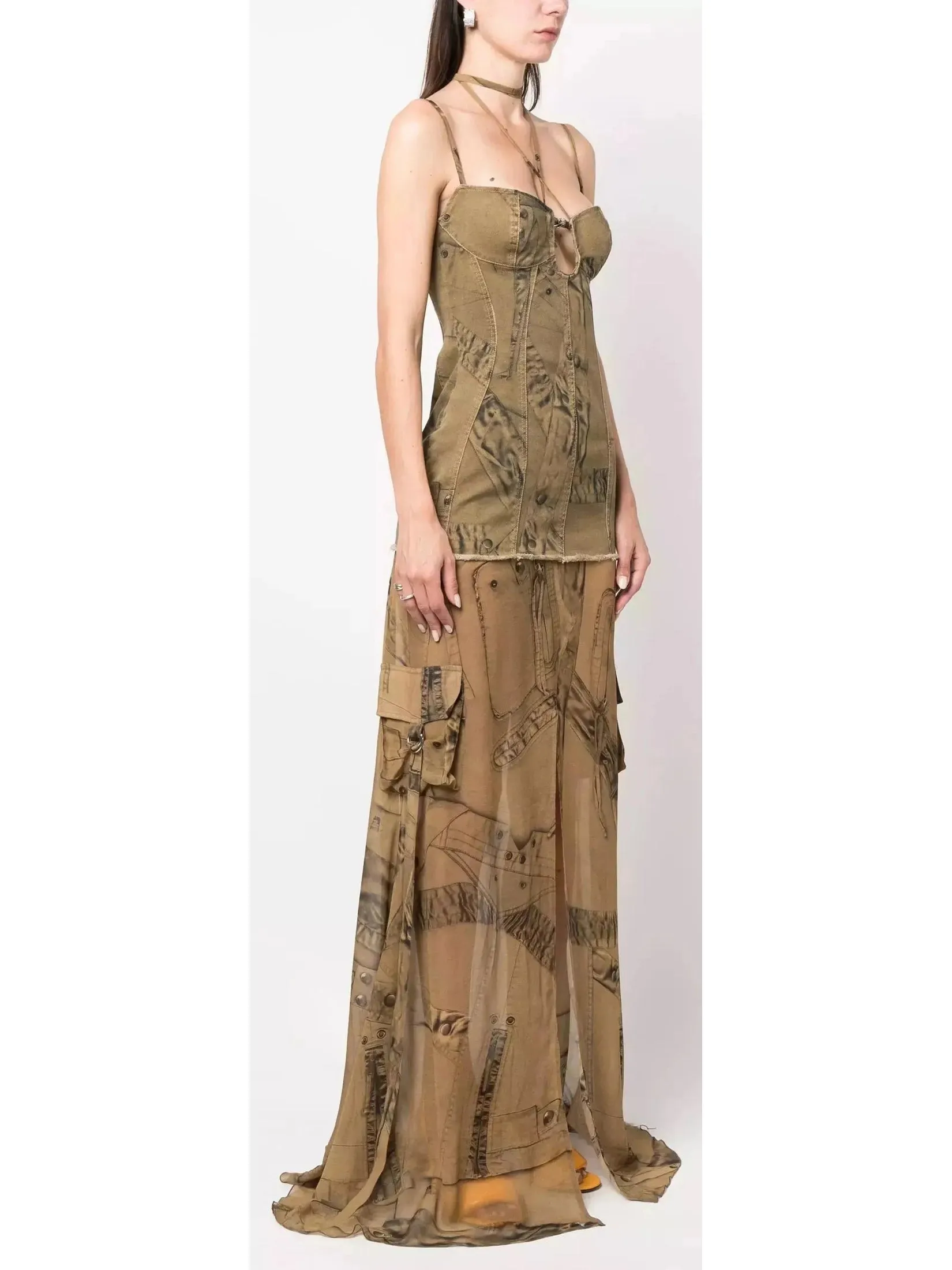 Women’s Cargo Patch-Print Long Dress